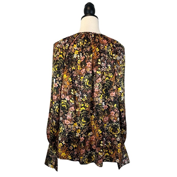 CO Collections Floral Silk Blouse Raglan Puff Sleeve, Size S Spring Summer 2019 - Picture 9 of 13